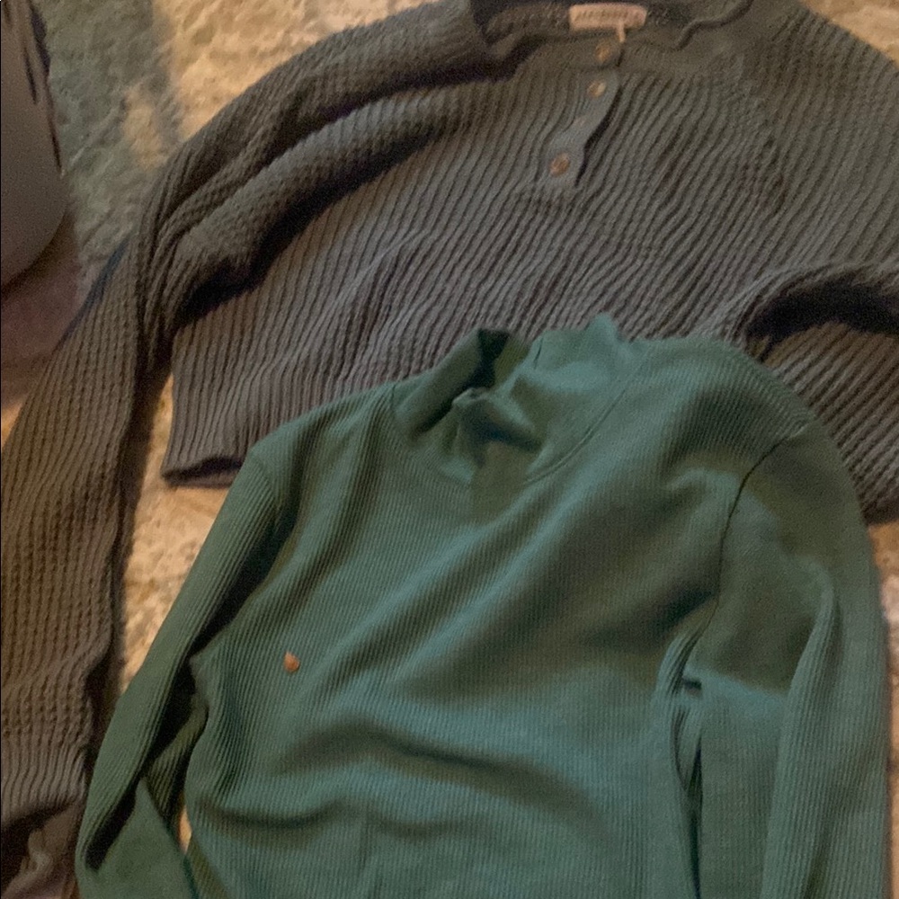 American Eagle Outfitters Green Ribbed Tops